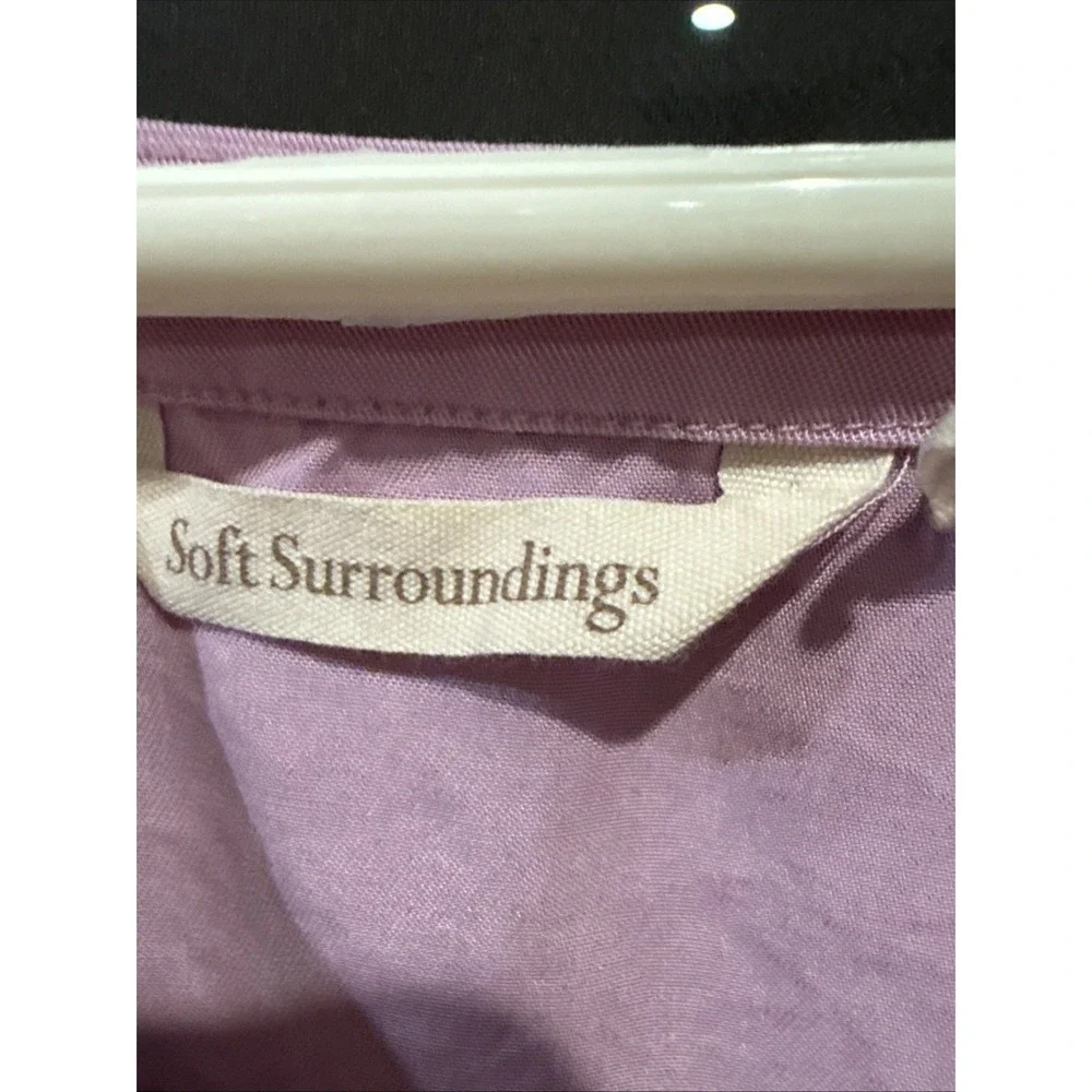 SOFT SURROUNDINGS LAVENDER PINK SHEER RAYON 3/4 Tie SLEEVE TOP Small - Picture 3 of 5